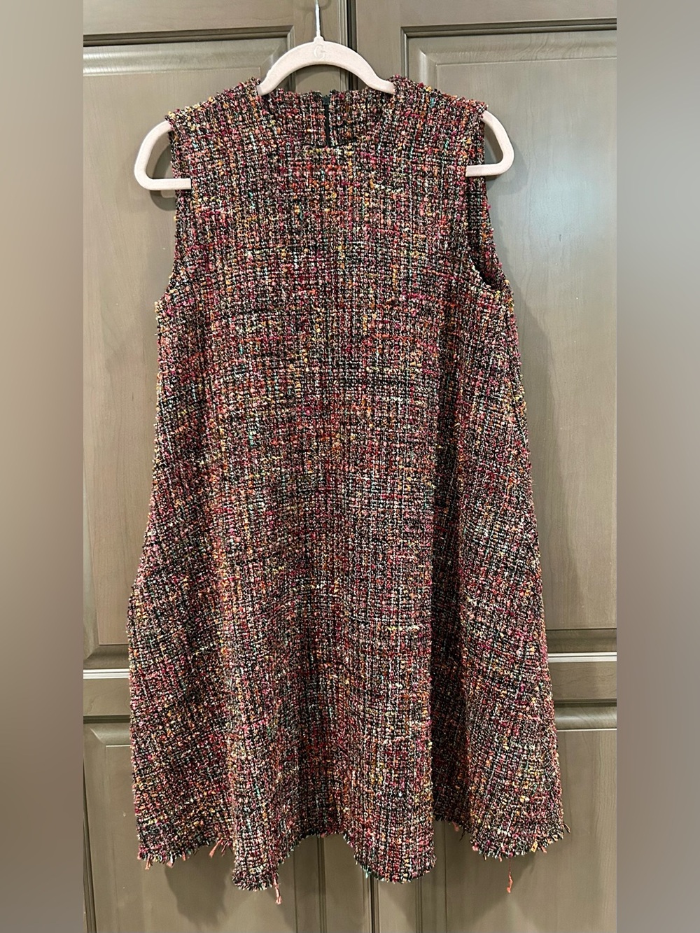 Le Sarte Pettegole F/W2024 Tweed Dress in Brown/Gold/Orange, Size 42 (US 6, M)
